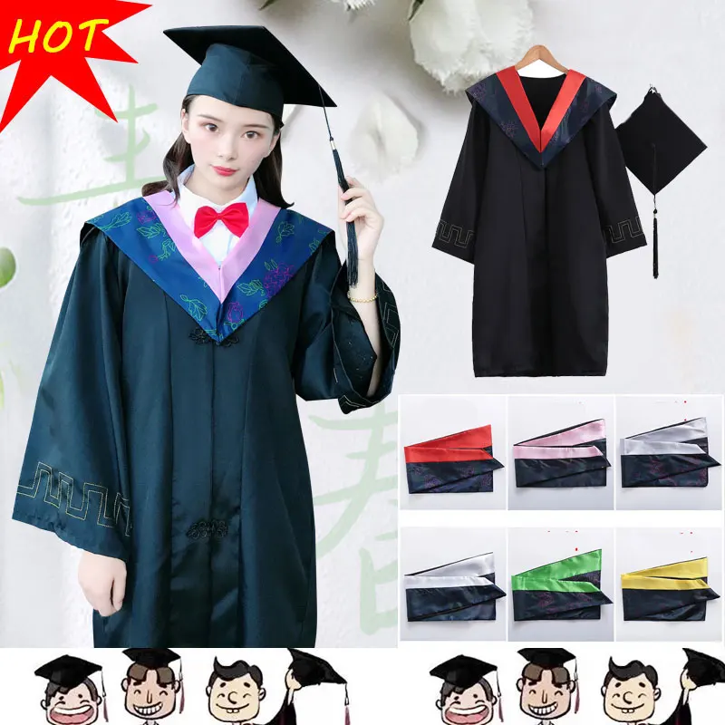 High School Bachelor Japanese Uniform JK Student Dress Graduation Gown Cap University Choir Robes Tassel Hat Set Cosplay Costume