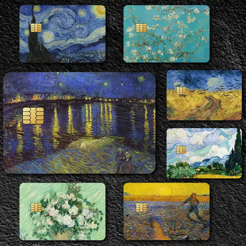 VanGogh Art 패션 방수 스크래치 패턴, 새로운 스티커 장식, 카드 커버 4 개