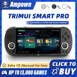 Портативная игровая консоль Ampown Smart Pro, 4,96 дюйма, IPS-экран, джойстик для системы Linux, RGB-подсветка, ретро-консоль для видеоигр Trimui, подарок