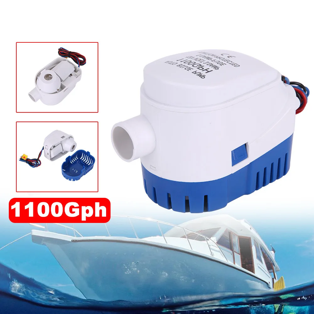 12V 24V Automatic Boat Bilge Pump 750GPH 1100GPH Electric Marine Motor Water Exhaust Auto Submersible Sump Seaplane With Switch