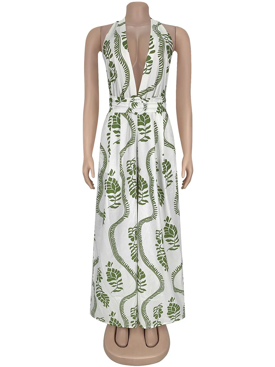 ZIML ヒットカラーエレガントな痩身背中の開いたセクシーなジャンプスーツ女性のためのホルターノースリーブハイウエスト気質ジャンプスーツ女性の新しい