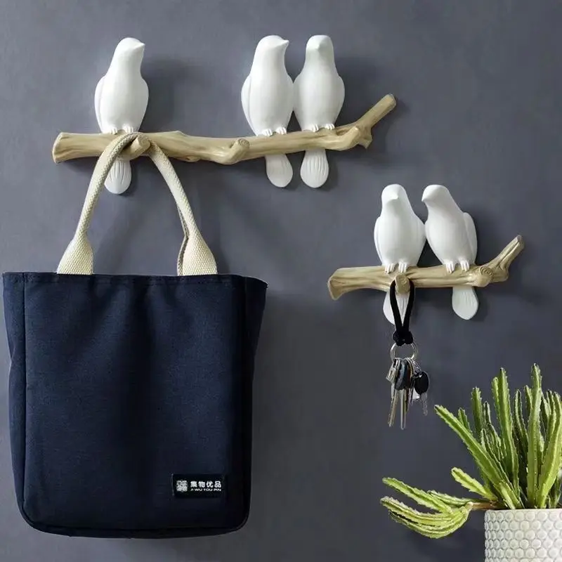 Nordic Creative Resin Bird Wall Hook Decoration Home Porch Door Key Bag Wall Sticker Hanger Clothes Bath Towel Scarf Wall Rack