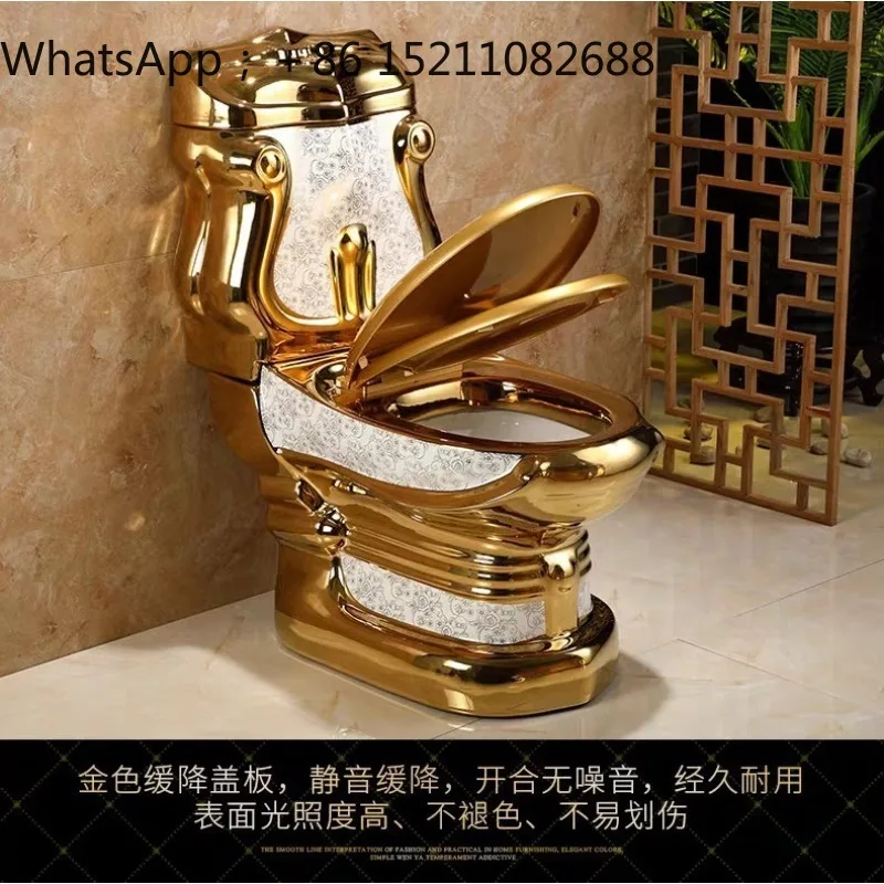 SCY retro palace household toilet gold relief light luxury toilet high-end hotel mansion toilet