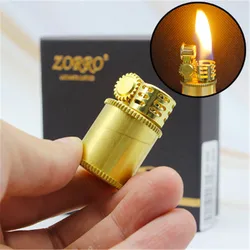 ZORRO Copper Case Capsule Gasoline Flint Lighter New Portable Kerosene Lighter Free Inflatable Oil Lighter Grinding Wheel