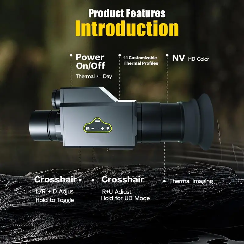 กล้องมองกลางคืน 1.54 นิ้ว 320x320 7x35 FMC 850nm IR 320 หลา มองเห็นในที่มืด แบตเตอรี่ 1700mAh ผลิตภัณฑ์รักษาความปลอดภัย