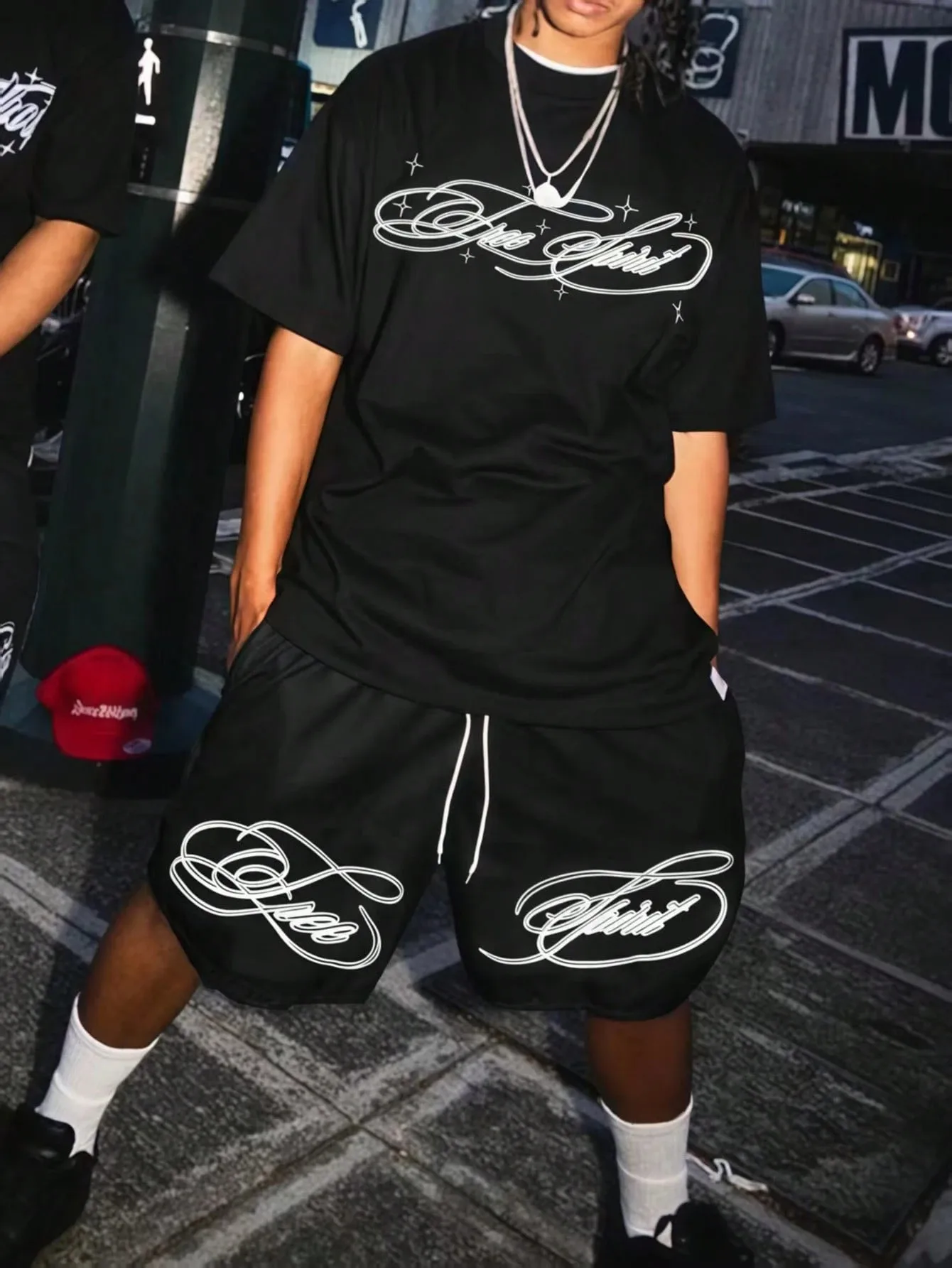 

2026 Summer New Men's Short-Sleeved Shorts Set with 3D Letter Pattern Printing - Street Casual Fashion Soft and Comfortable