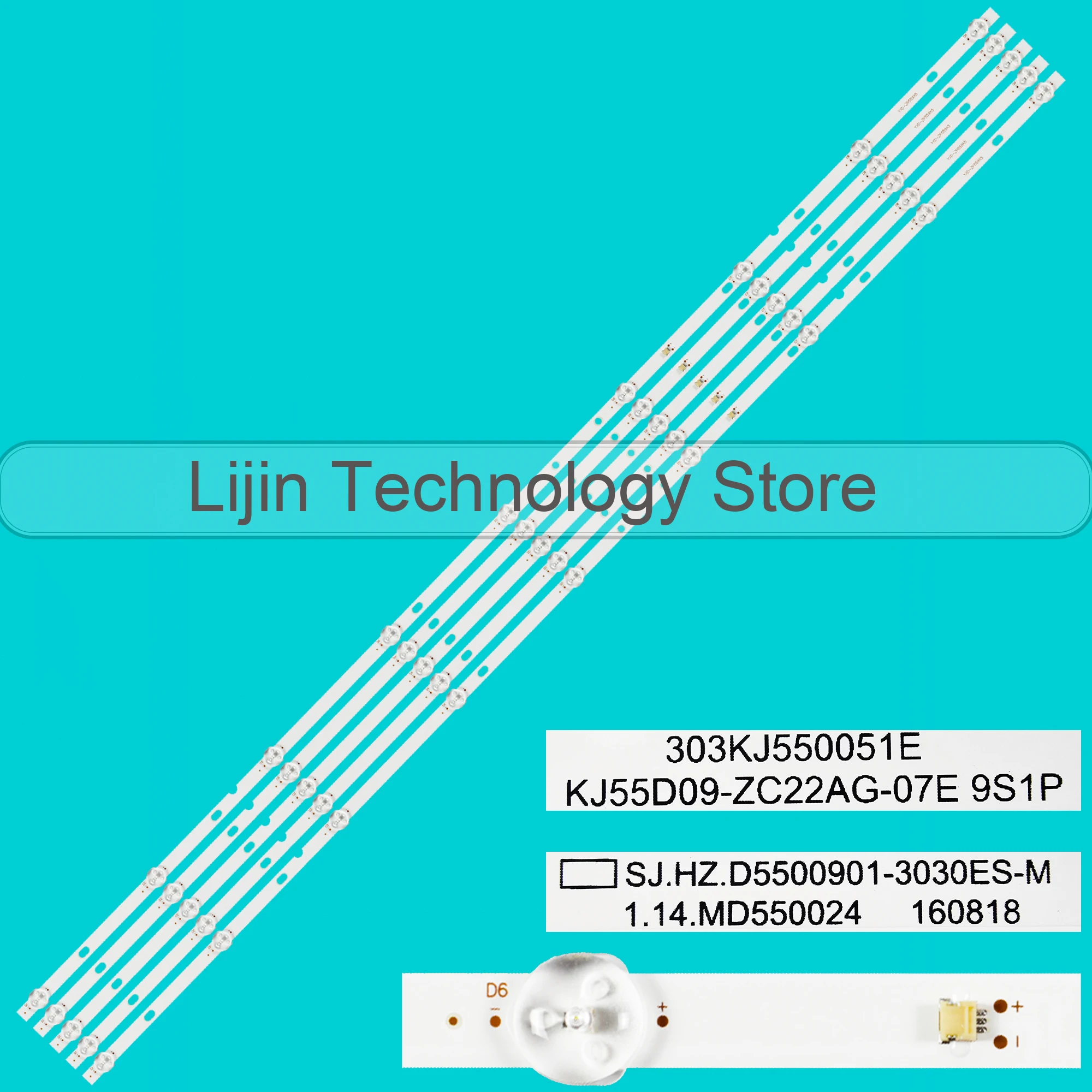 

New 9 lamps LED strip For DJTV55SH K55DLS6U SILO TV SL55V3 SJ.HZ.D5500901-3030ES-M, 1.14.MD550024