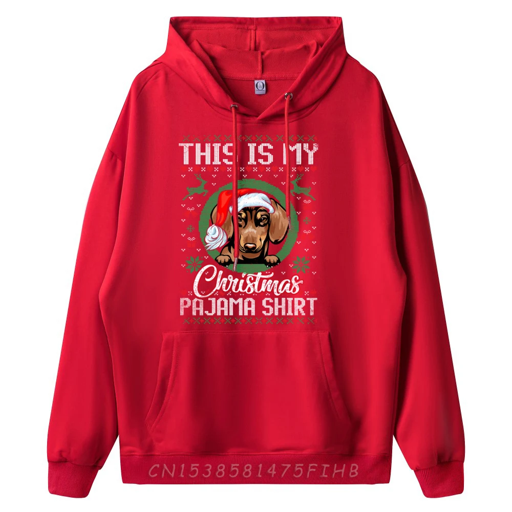This Is My Christmas Pajama Hoodie Santa Dachshund Men Graphic Tees Mens Men's Sweatshirts