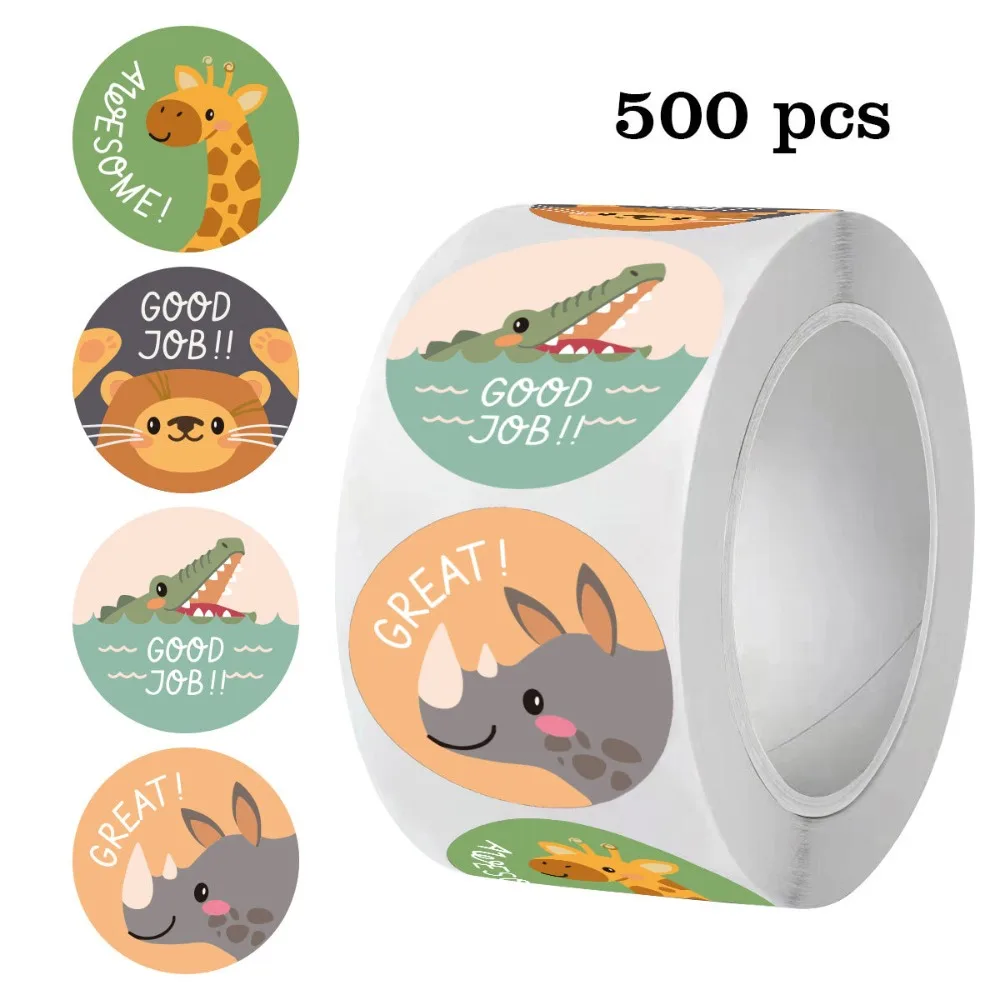 500pcs Cute Face Stickers with English Phrases Self Adhesive Tags for Toy & Package Sealing