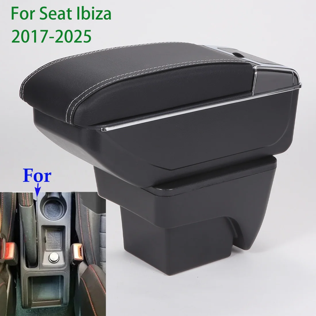Für Seat Ibiza Armlehne Box Für SEAT ARONA IBIZA 6L 6J 2017-2025 Auto Armlehne Auto Lagerung Box Nachrüstung innen Auto Zubehör