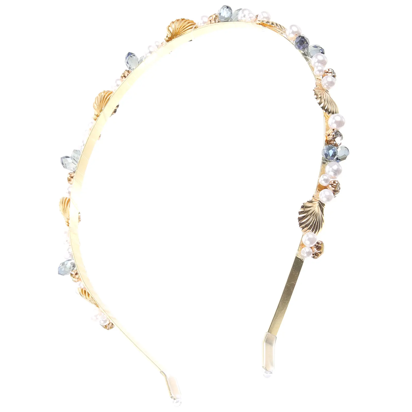 

Повязка на голову с ракушкой, свадебные аксессуары для волос, пляжный свадебный головной убор, украшенный жемчугом из сплава, корона из ракушек, волосы русалки