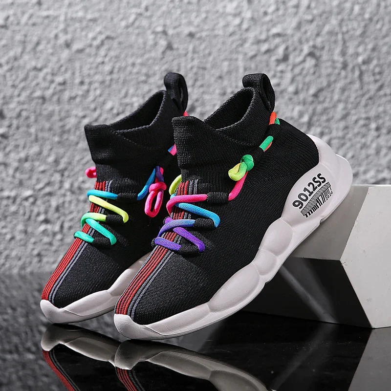 Children Casual Knitting Running Shoes Breathable Sports Running Shoes 2026 Kids Fashion Sneakers for Boys Girls Tennis Shoes