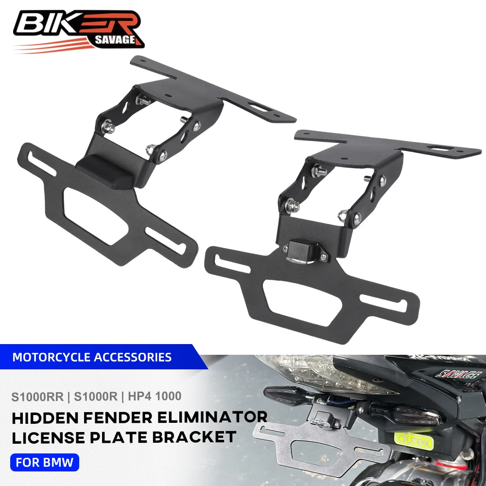 

S1000RR Adjustable License Plate Holder For BMW HP4 1000 S1000R Folding Fender Eliminator Tail Frame LED Plate Light Accessories