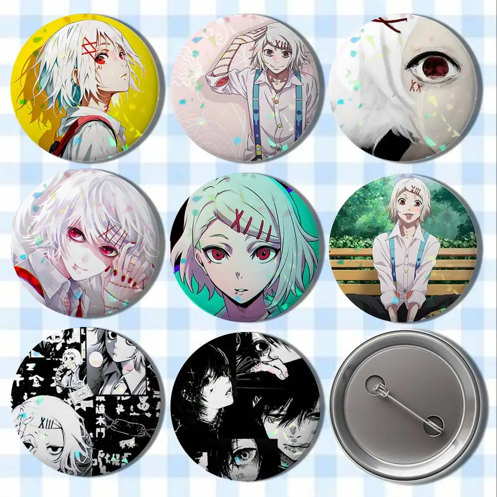 

Juuzou Suzuya Badges Laser reflective Button Round Creative Pin Brooch Badge Bag Decor Accessories Fans Collect Friends Gifts