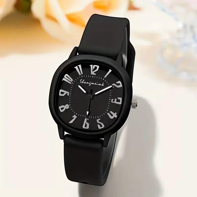 Women's casual quartz watch, silicone strap - elegant square case, Roman numerals, daily watch, classic watch, durable watch