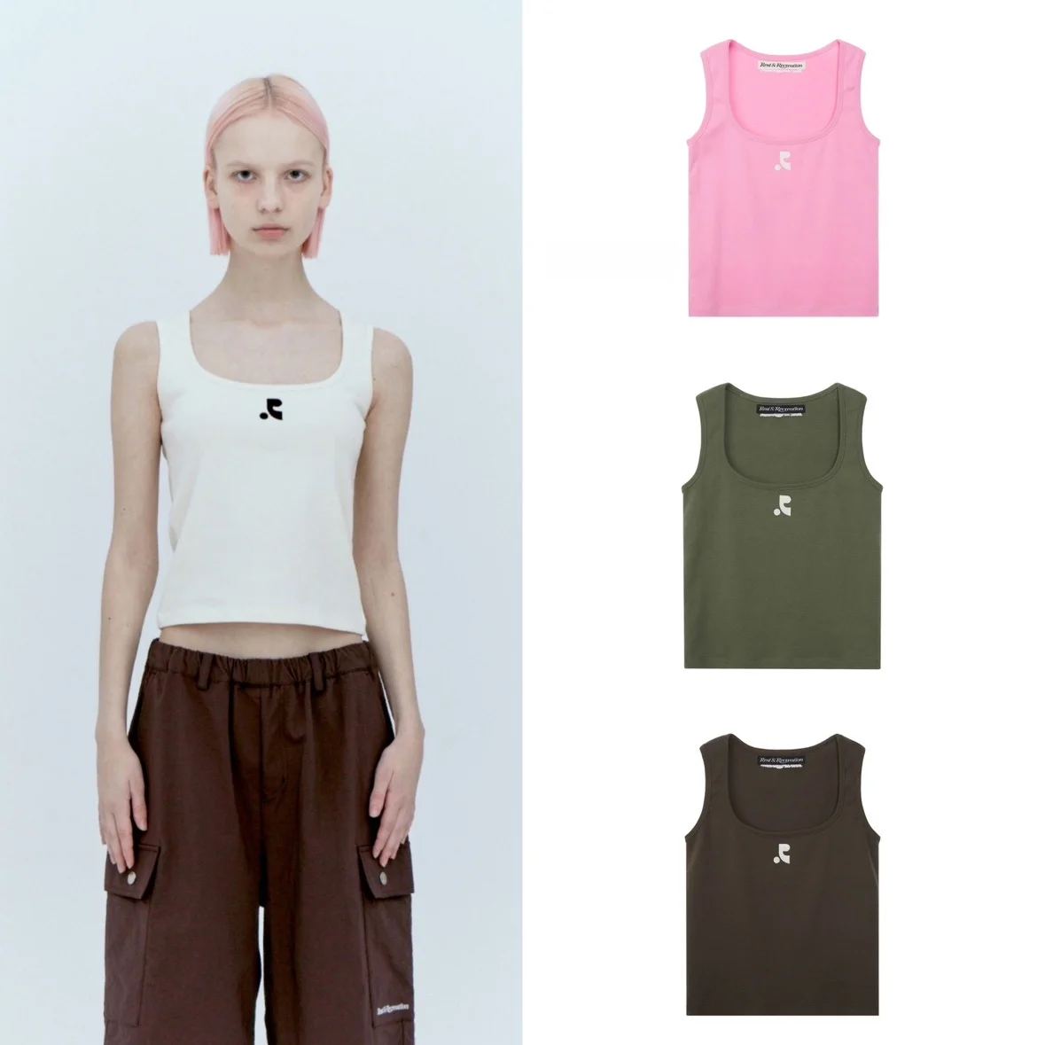 

Вышитый логотип RR, приталенный жилет с квадратным воротником и ремешком, базовый слой, женская весенняя майка из смеси полиэстера