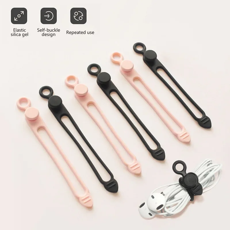 Silicone Cable Holder Straps Wire Organizer for Earphone/USB Data Cable/Computer Cable Ties Cord Organizer in Home Office School