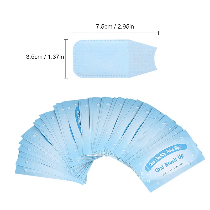 Wholesale 200Pcs Teeth Deep Cleaning Wipes Brush Up Woven Cloth Mint Flavor Oral Hygiene Care Tools Residue Stains Remove Wipe