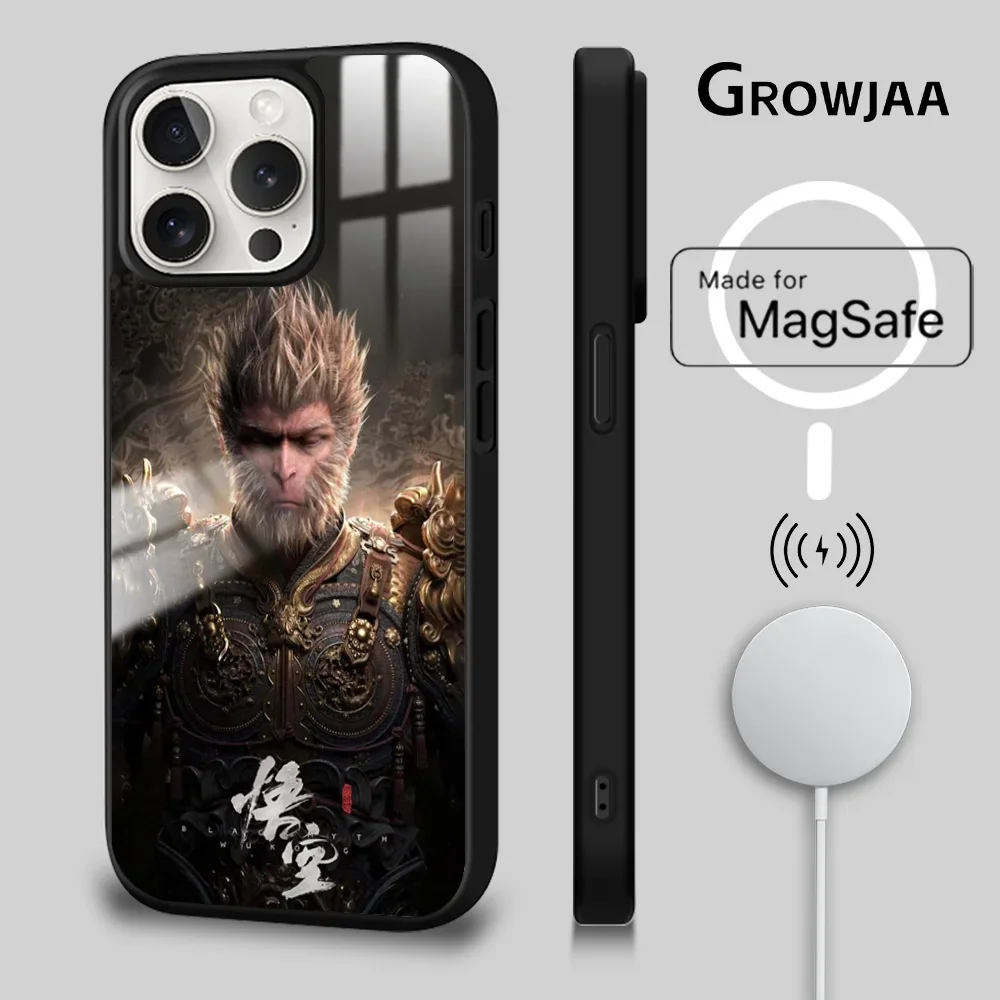 Game Black Myth Wukong Phone Case For iPhone 16 15 14 13 12 11 Pro Max Plus Mini Magsafe Mirror Wireless Magnetic Funda