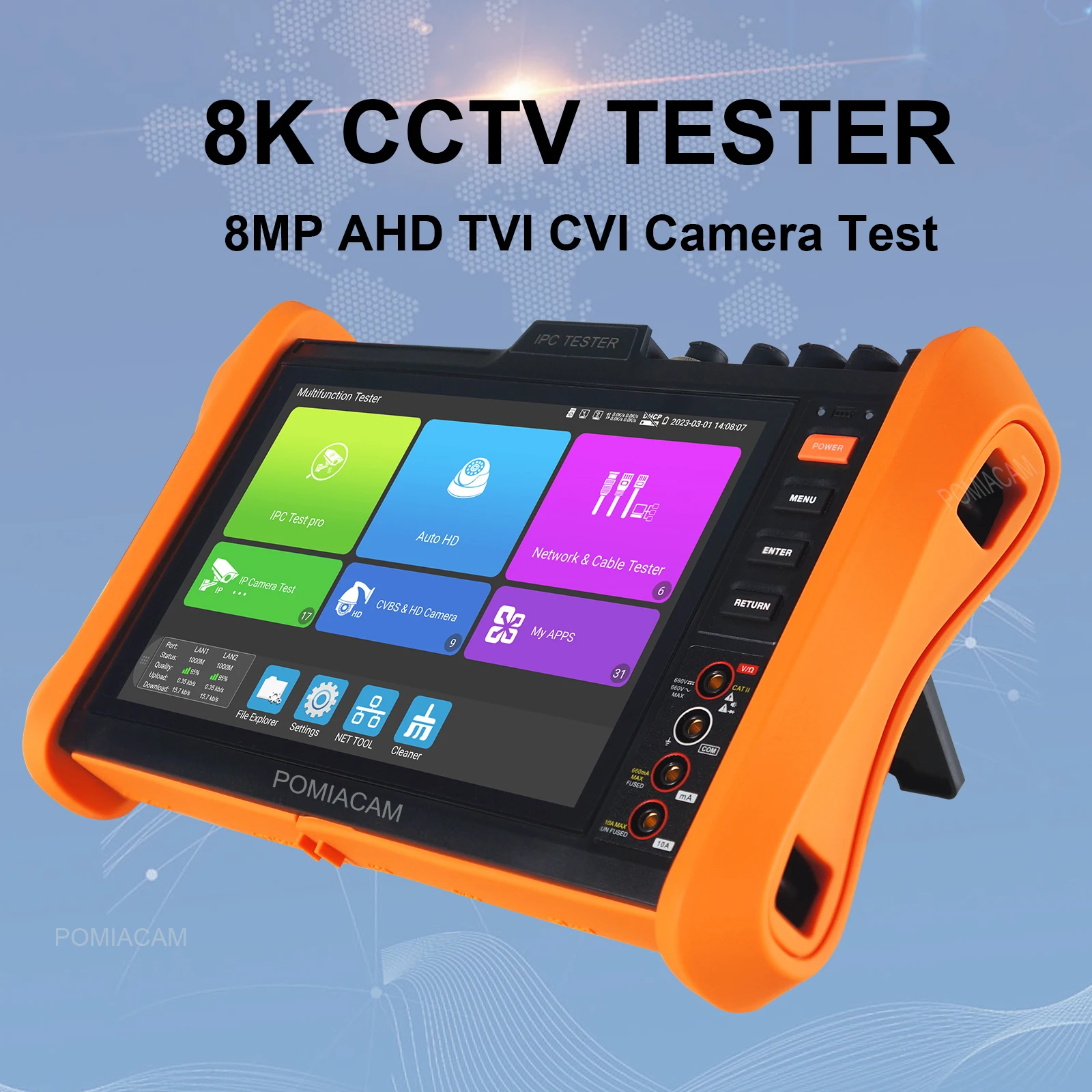 H12 profesjonalny Tester kamery IP 8 Cal 8K H.265 IP 8MP AHD/TVI/CVI All-in-one Tester kamera przemysłowa do monitoringu obsługuje moduł POE, SFP
