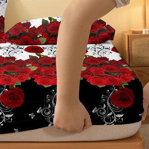 Matched sheet printed for bedroom, bed lid, plant, flower, butterfly, simple, modern, without pillowcases, 1 8 Main Sales Lençol - №3
