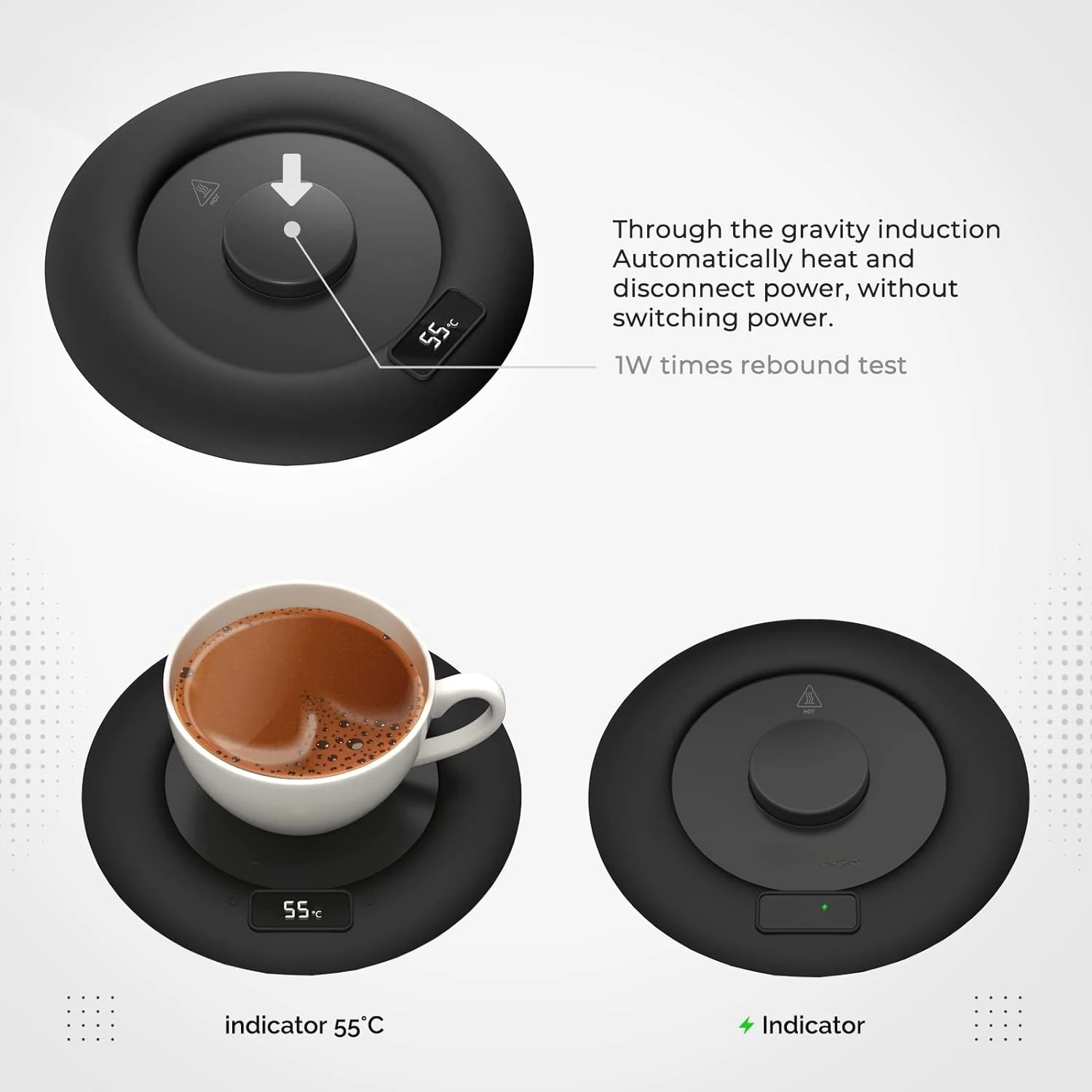 USB-Kaffeetasse, warmes Heizkissen, DC 5 V, konstante Temperatur, Untersetzer, 3 Gänge, digitale Anzeige, Einstellung, Timing-Heizung für Milchtee