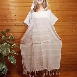 Wearable Turkish Beach Towel Sandproof Cotton Large Surf Poncho Robe Hooded Wetsuit Changing Towel Quick Dry for Beach Travel