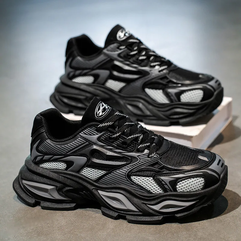 Herren-Sneaker, luxuriöse, atmungsaktive Tennisschuhe mit Schnürung, klassische modische Plateauschuhe, höhenvergrößernde, hochwertige Schuhe für Herren