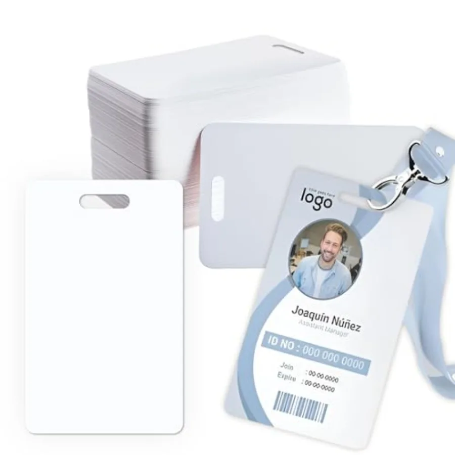 

0 -Premium with Slot Punch on Short Side, CR80 30Mil CR8030 Credit Cards for Business Office Photo ID Badge Printers