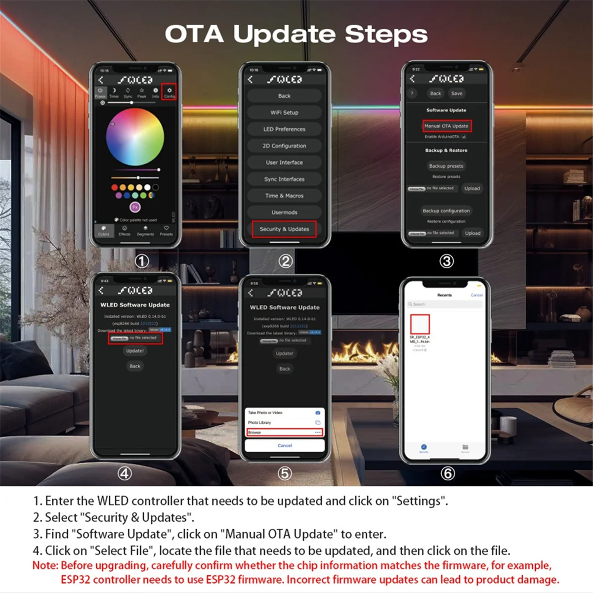 B74A WLED ESP32 Pengendali LED dengan Mikrofon DIY Mode Dinamis Musik untuk WS2811 WS2812 SK6812 TM1814 WS2813 WS2815