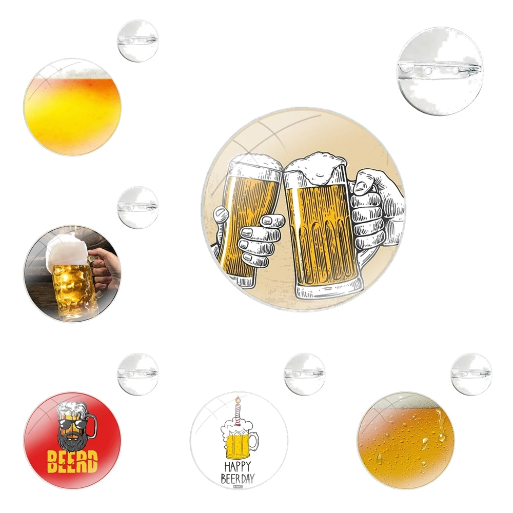 World Beers Alcohol Summer Bubble Badge Brooch Pin Accessories For Clothes Backpack Decoration gift