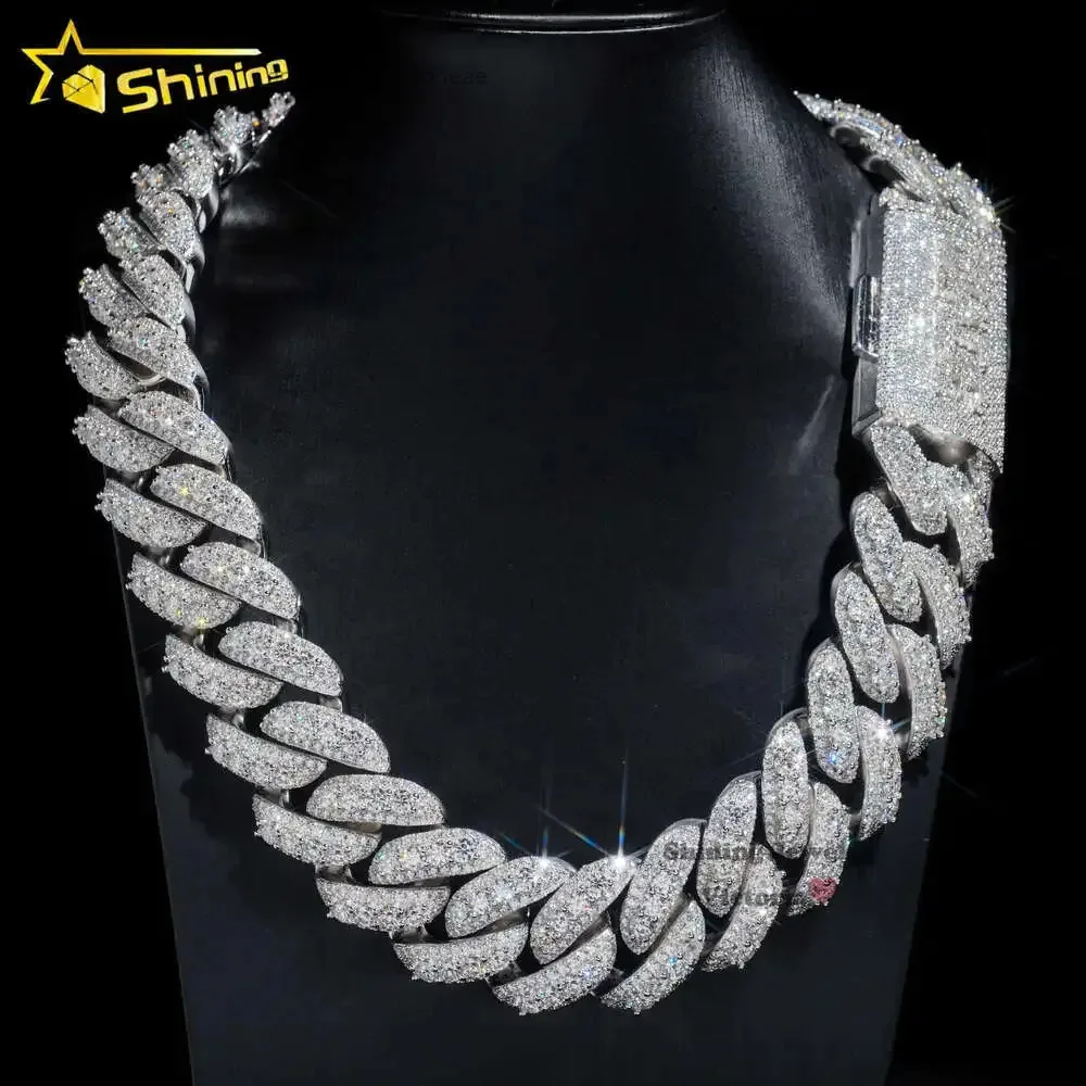 

2024 Rapper Jewelry 30mm White Gold Cuban Chain Sterling Silver Hip Hop Necklace Miami Vvs Moissanite Diamond Cuban Link Chain