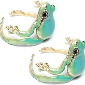 Fashion Green Frog Anillos abiertos para mujeres Metal Metal lindo animal anillo de dedos ajustable joyería de fiesta regalos para mujeres 10 mejores joyas de rana de ventas - №6