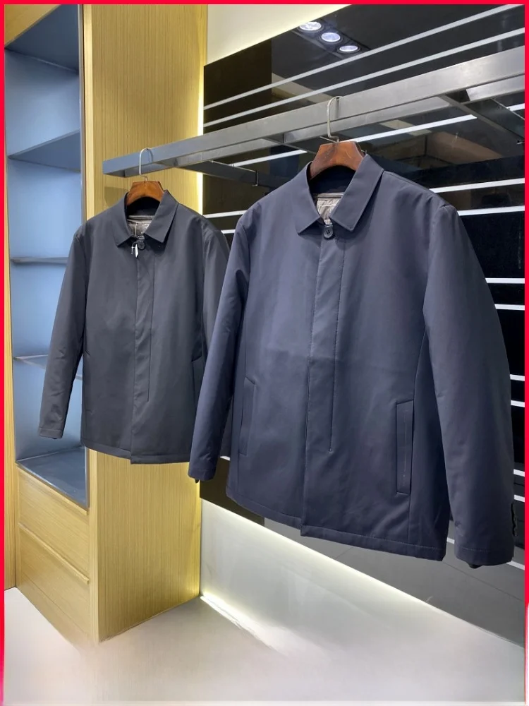 

Мужская куртка Busin Series с отстегивающимся внутренним воротником из белого пуха, модная, ветрозащитная, теплая, стандартного кроя, из нейлона.