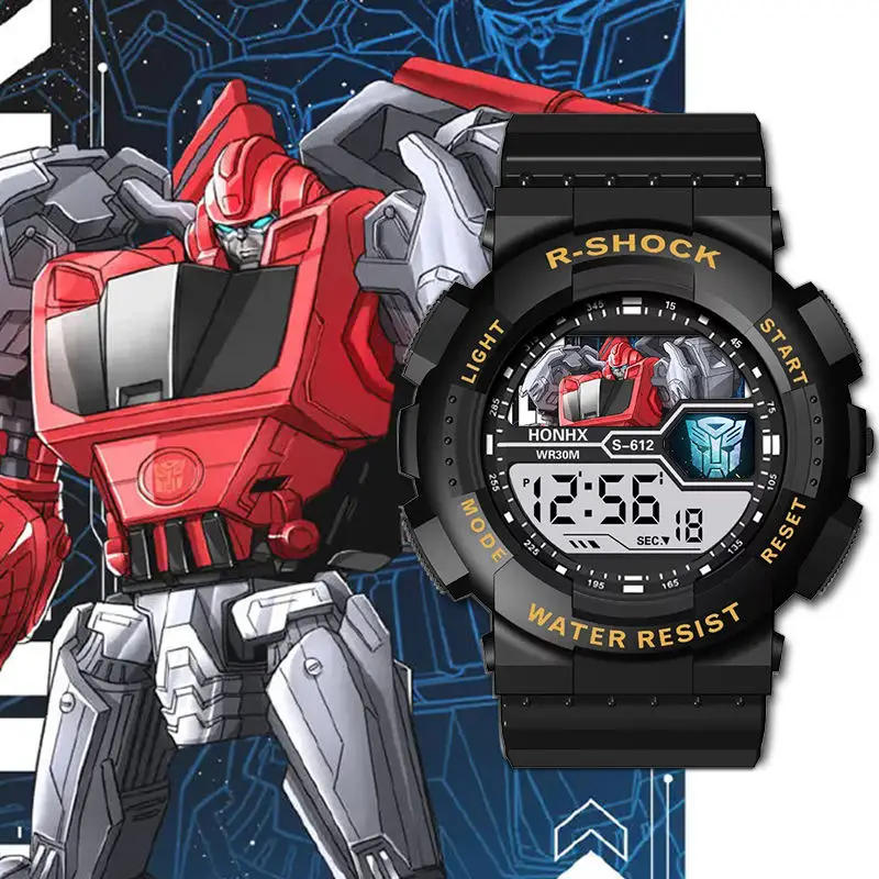 変形オプティマスプライム トレンディ電子防水発光学生向け耐衝撃スポーツスマートタイミングウォッチ 男性へのギフト