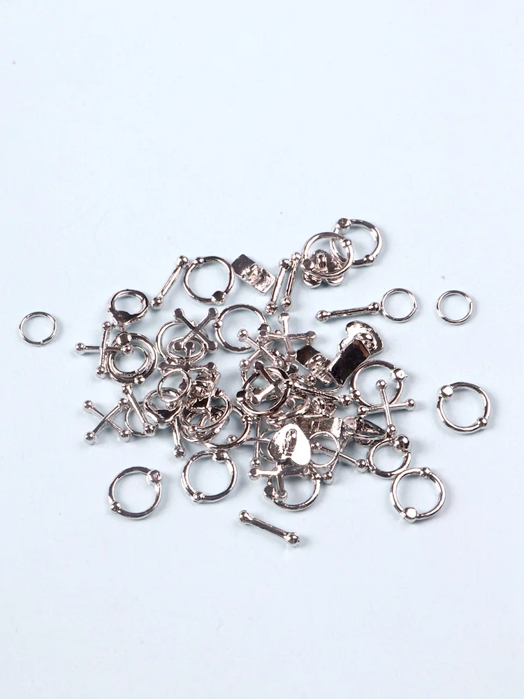 50 sztuk mieszane 3D Punk szare części metalowe ozdoby do paznokci stop Retro koło paznokcie Art Charms akcesoria do Manicure — zdjęcie 3