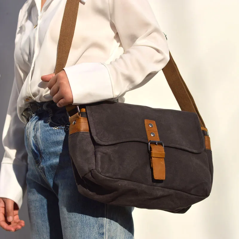 

AETOO Оксфорд кожаная мужская косая камера снаружи водонепроницаемая масляная восковая холщовая сумка для цифровой камеры на плечо