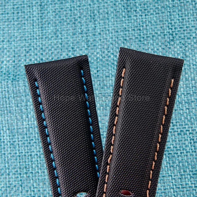 นุ่ม-ยืดหยุ่นไม่ระคายเคืองผิวที่เหมาะกับผิวหนังคาร์บอนไฟเบอร์รูปแบบไนลอนสายนาฬิกาหนังแท้สำหรับพานาไร PAM359 PAM616 PAM1661