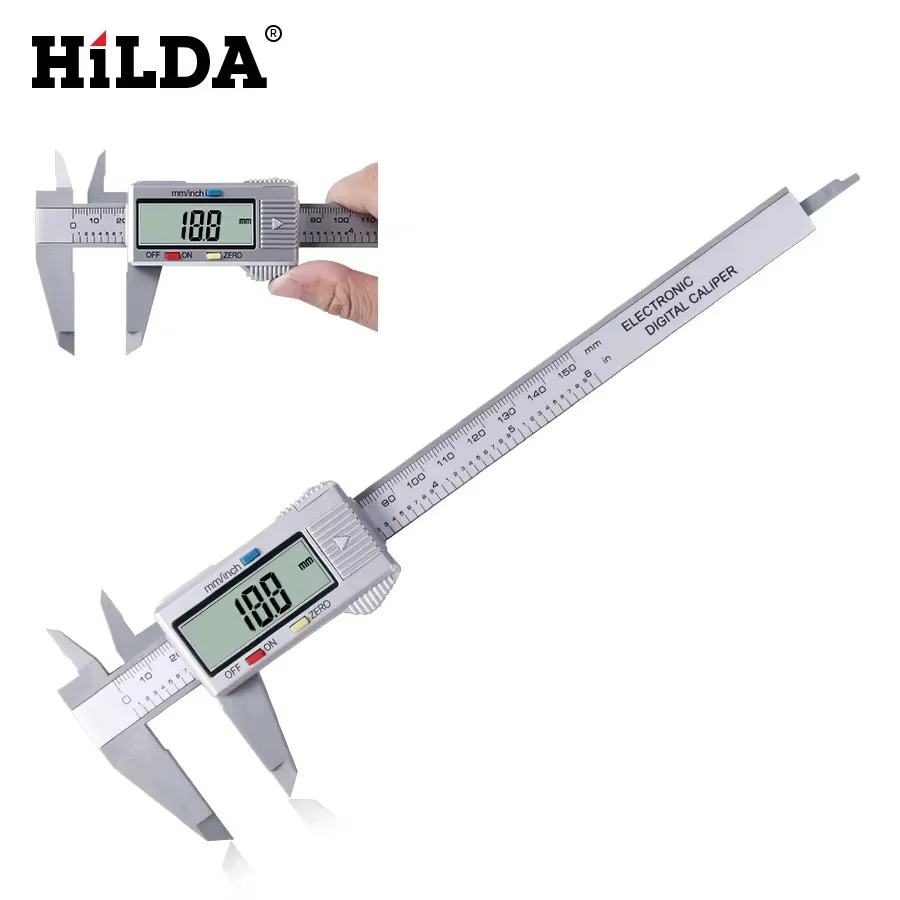 HILDA Electronic Digital Caliper Carbon Fibre Plastic Vernier Caliper Micrometer Ruler High Precision Measuring Gauge Tool gallery 2