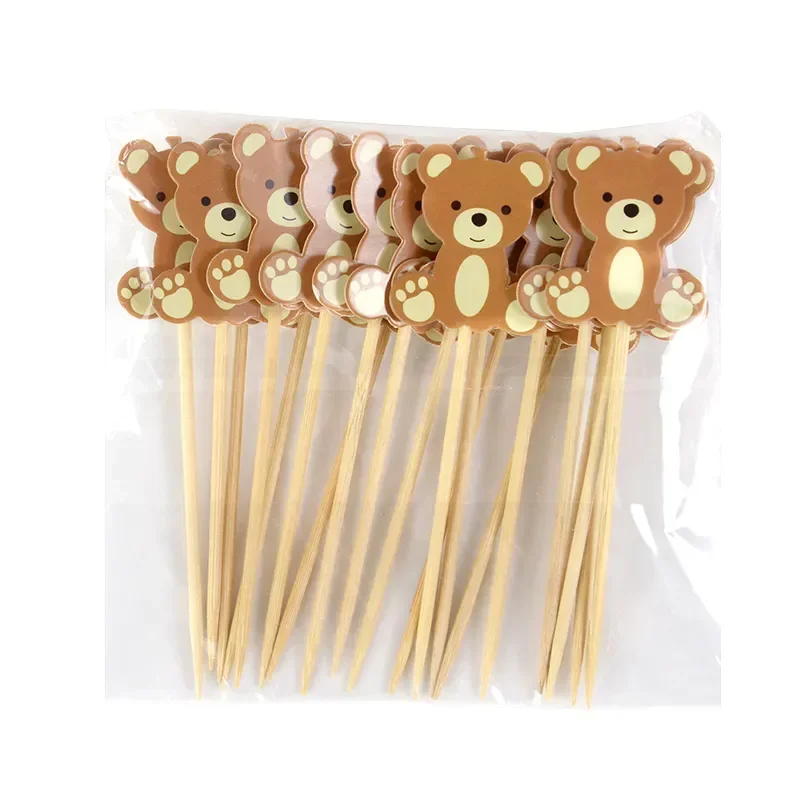 10pcs Cute Bear Food Picks Cake Dessert Toothpicks Fruit Forks Wedding Birthday Party Baby Shower Decoration Supplies Christmas