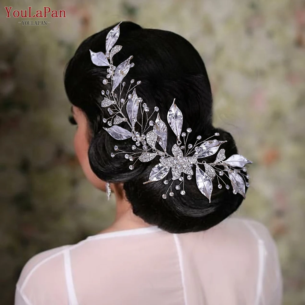 YoulaPan Liga Folhas Bridal Headband Rhinestones Mulher Headpiece Handmade Casamento Cabelo Acessórios para Noiva Headdress HP299