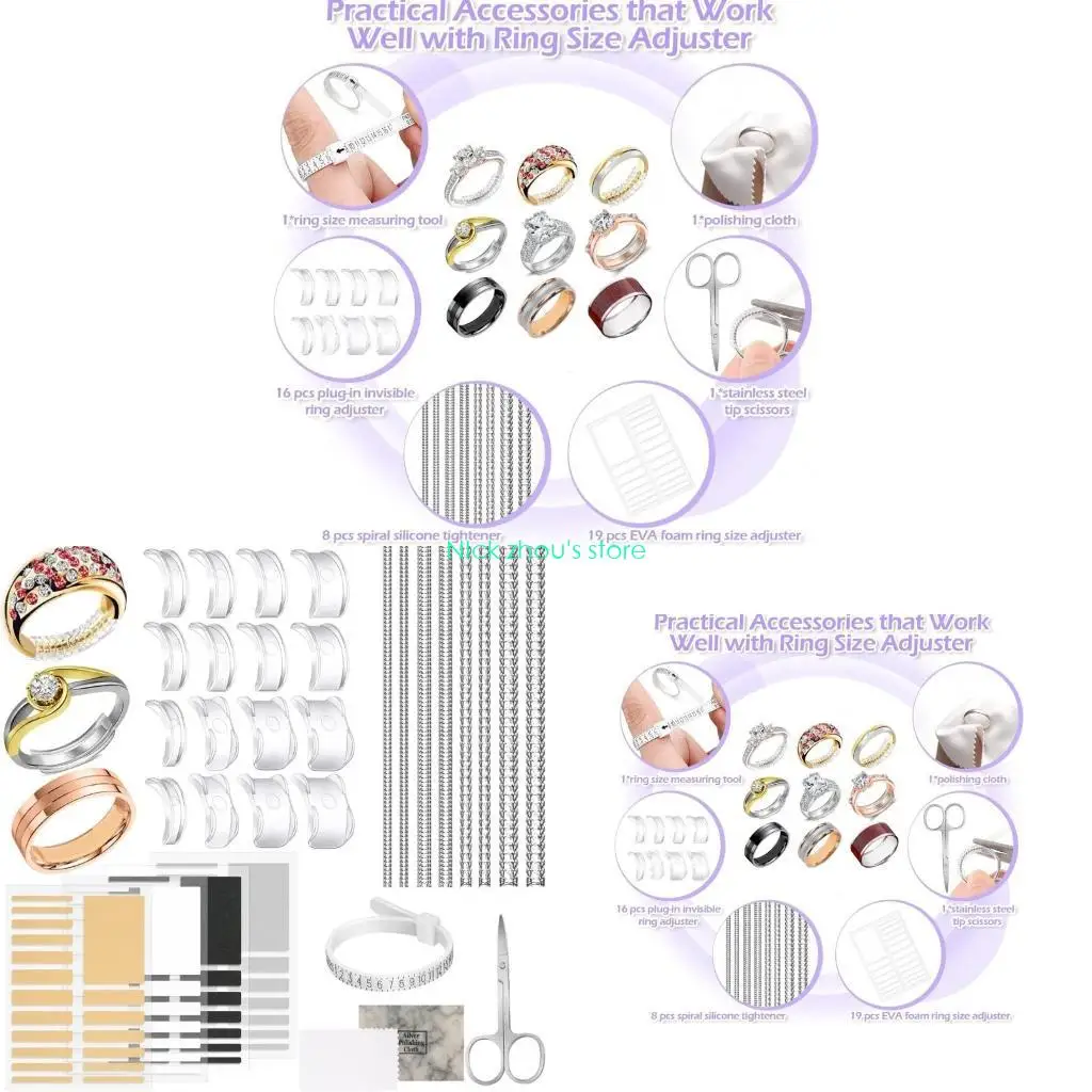 

E15E Наборы для регулировки размера кольца Пластиковые приспособления для свободных колец Невидимый и безопасный регулятор