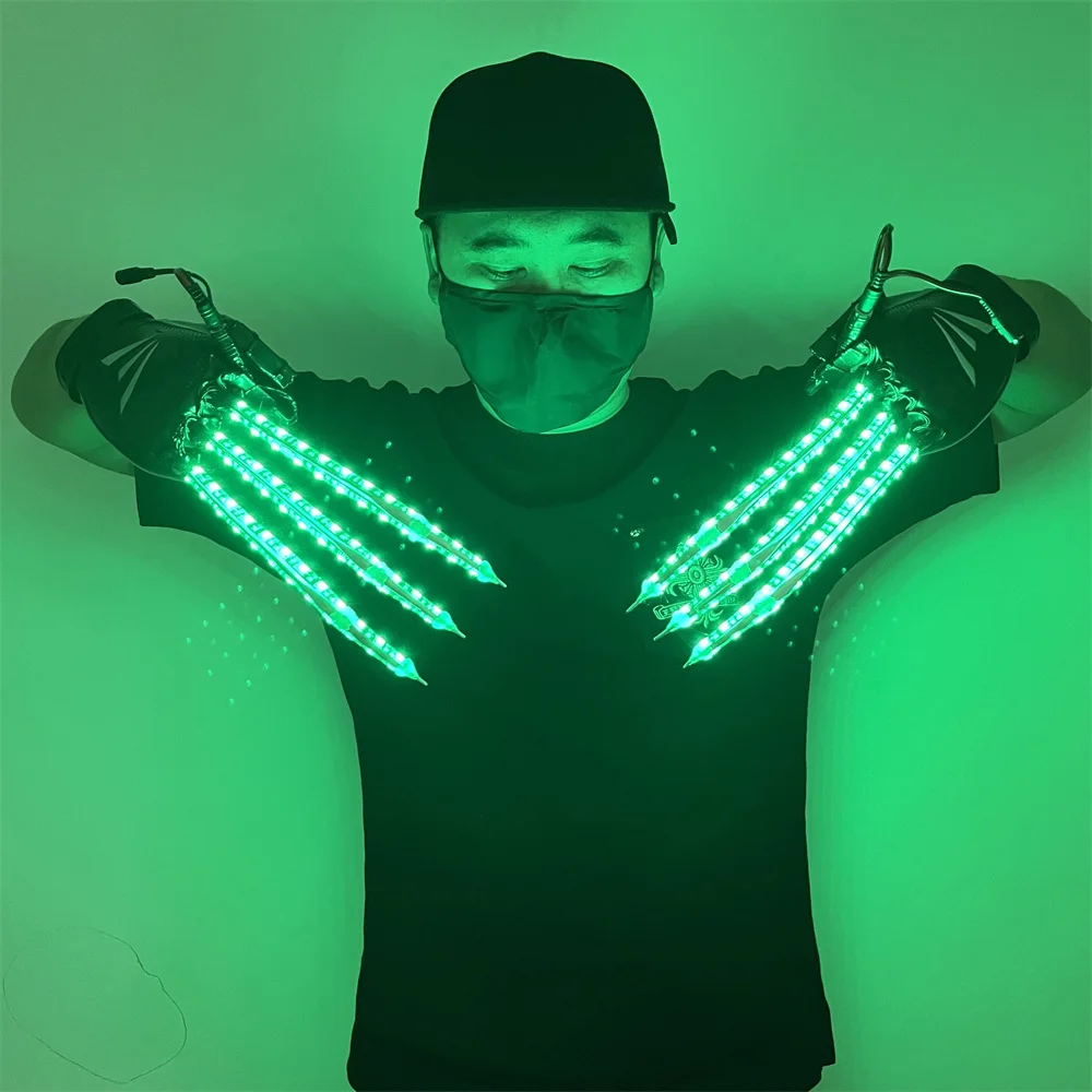 

Cool Full Color Led Wolverine Claw Gloves Stage Dance Show Paws Performance RGB Remote Lighting Jacket Show Props