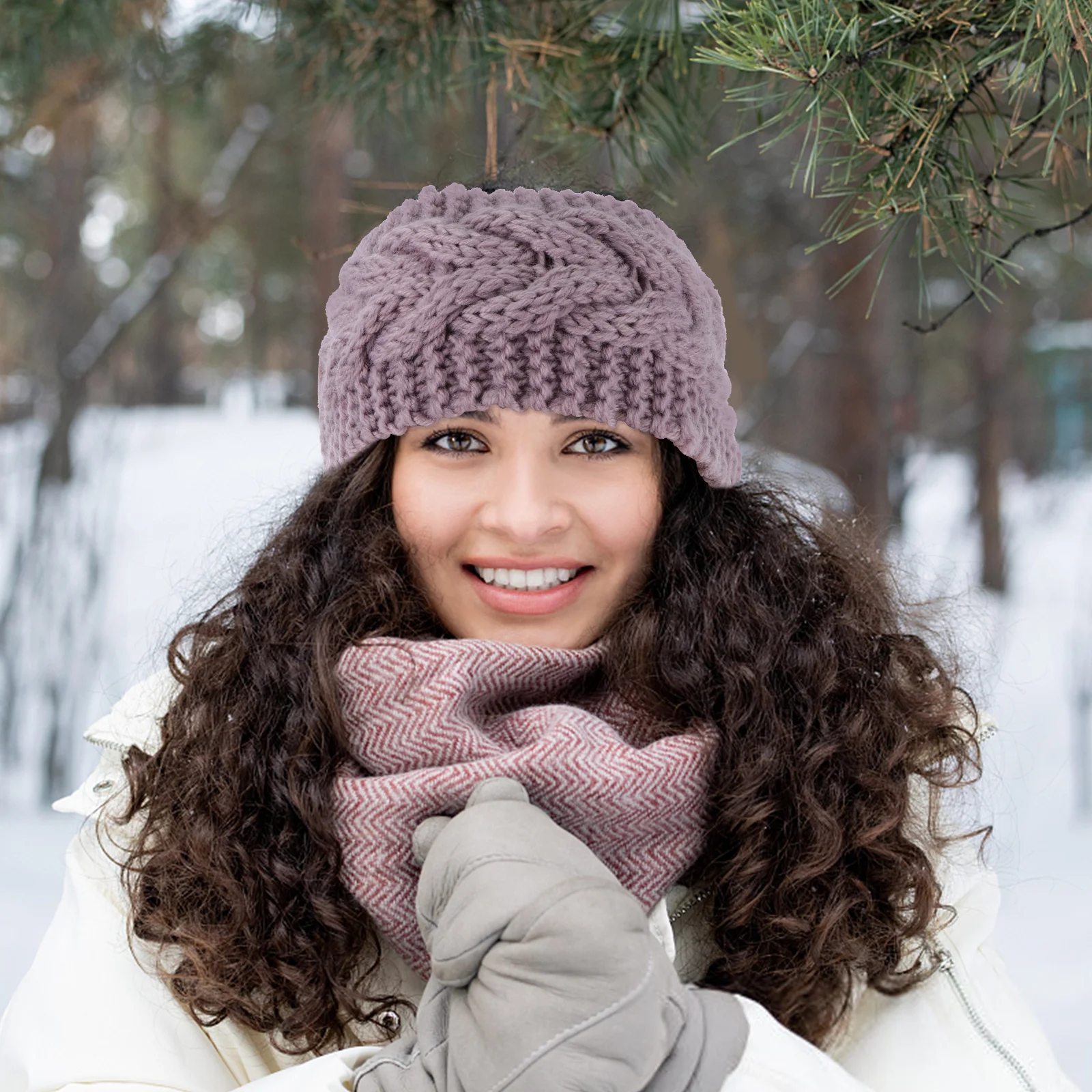 

4pcs Anti-Pressure Headband For Mask Knitted Hair Band Women Winter Warm Button Head Wrap Ear Protection Holder Hair Care