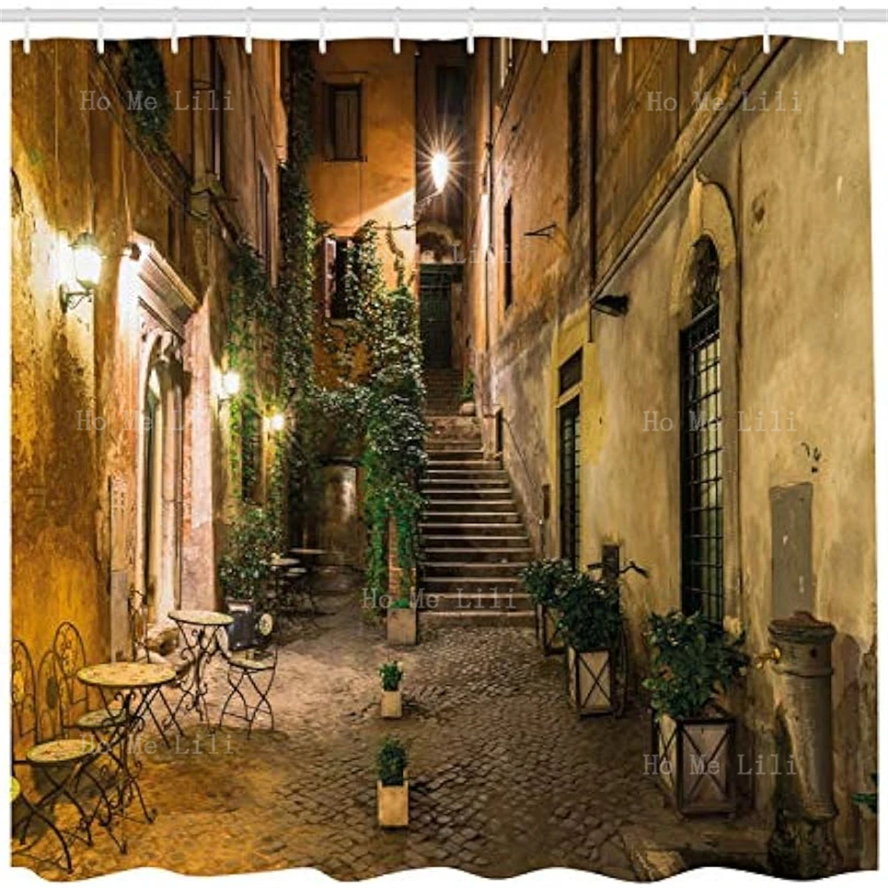 Old Courtyard Italian Cafe Chair City Historic House In The Street Bathroom Decorated With Shower Curtains