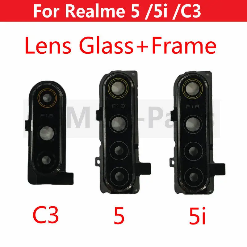 For Realme 5 5i C3 Back Camera Lens Glass Cover Rear Camera Lens Frame Holder Replacement Parts