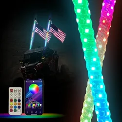 Led whip light 2/3/4/5FT car led light RGB Waterproof Bendable Remote APP Music Control LED Flagpole Lamp for SUV ATV UTV, RZR