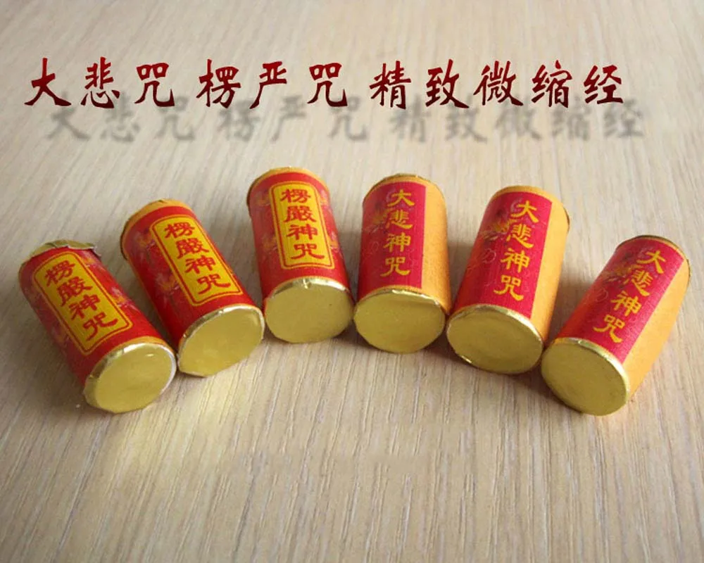 

10PCS Wholesale Buddhist supplies Buddhist Shurangama Mantra Miniature Scripture Paper roll amulet talisman Temple Abbot stupa