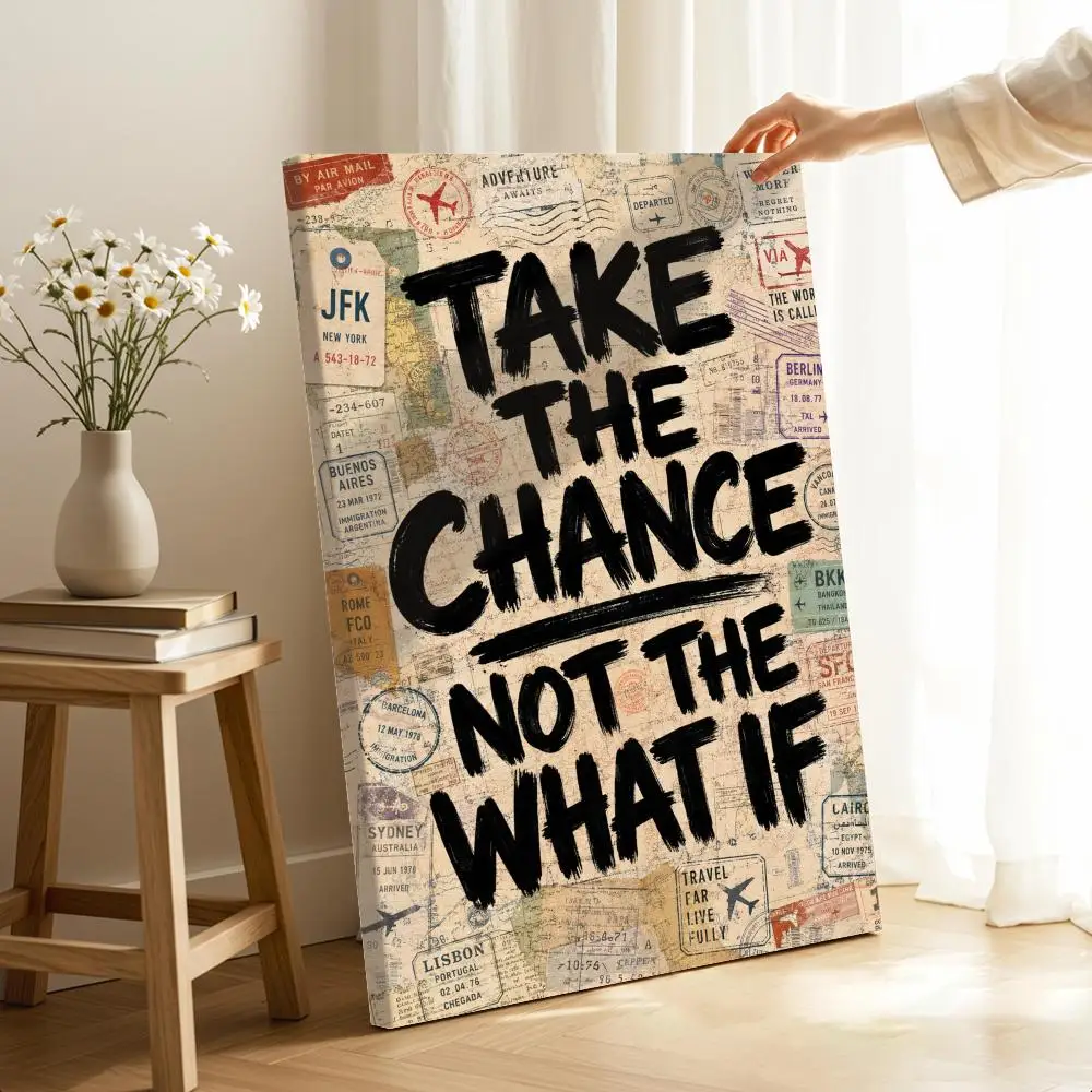 Risk Is Always Better Than Regret Framed Wall Painting Ready to Hang Canvas Art Poster for Living Room Bedroom Home Decor Decals