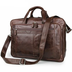 Men's Classic Briefcase Genuine Leather Business Office 17 Inch Laptop Bag Lawyer Handbag Portfolio Satchel Shoulder Bag LI-1266